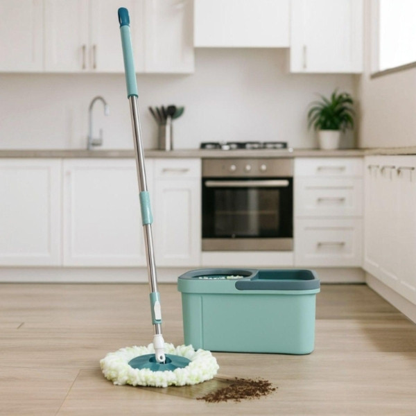 Швабра з автоматичним віджимом із відром SHVBR-33 Бірюзова, фото 1
