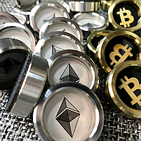 Нарди скляні Bitcoin фішки з латуні (срібні та золоті) 61×27×5см подарунокові, фото 5
