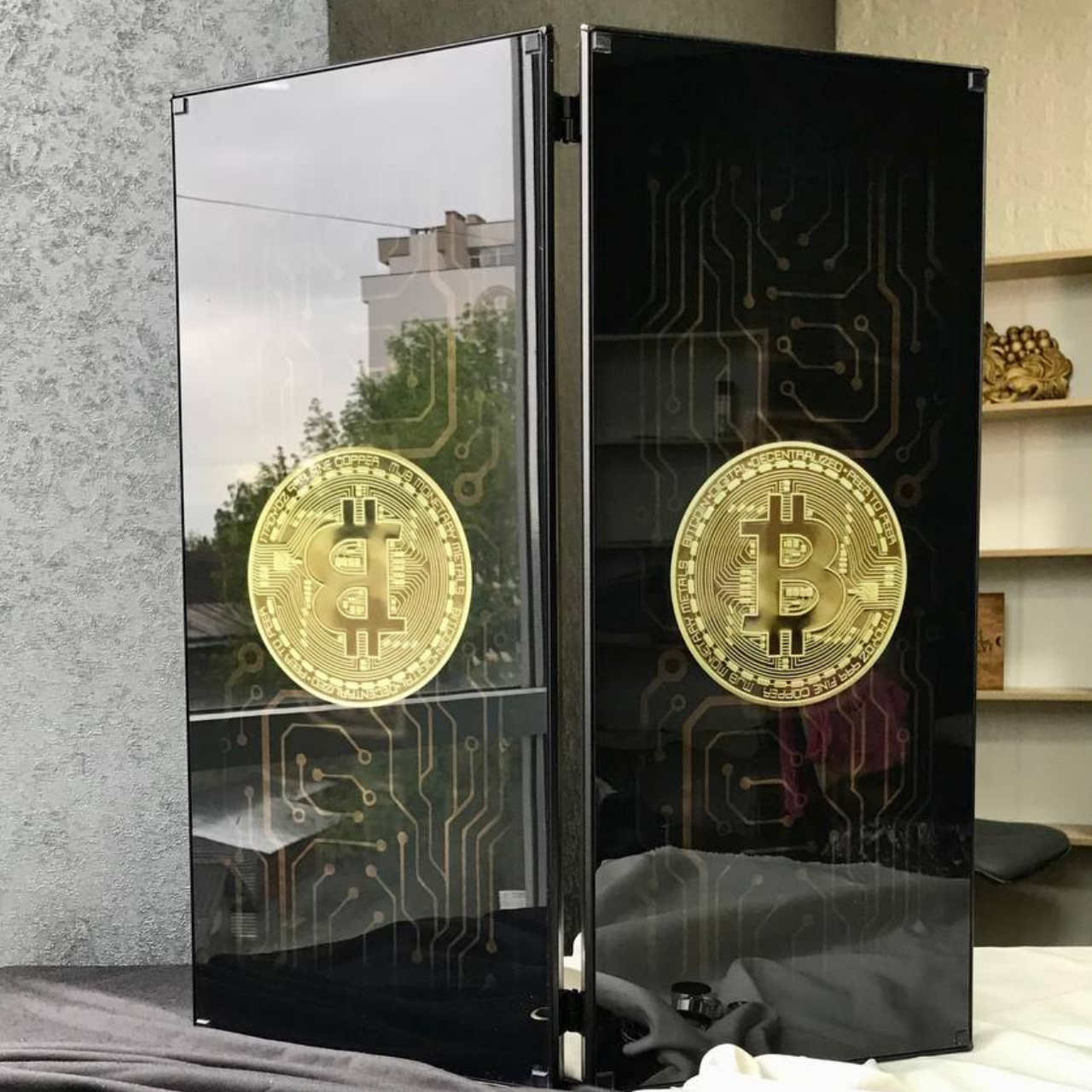 Нарди скляні Bitcoin фішки з латуні (срібні та золоті) 61×27×5см подарунокові, фото 1