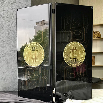 Нарди скляні Bitcoin фішки з латуні (срібні та золоті) 61×27×5см подарунокові