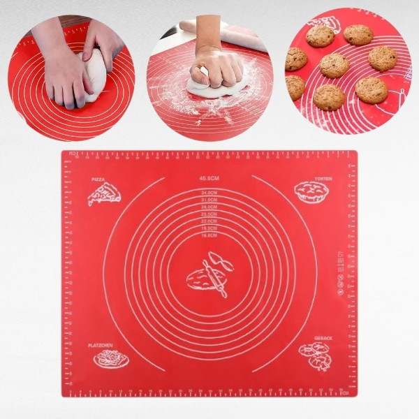 Килимок силіконовий для тесту 43*30см Kamille Червоний, фото 1