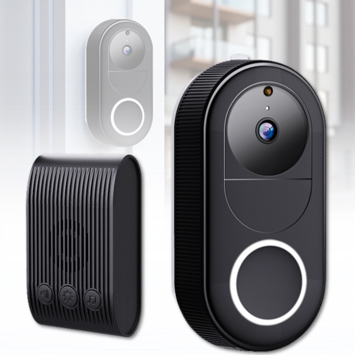 Відеодомофон бездротової з камерою Full HD, Wi-Fi та нічним баченням, фото 1