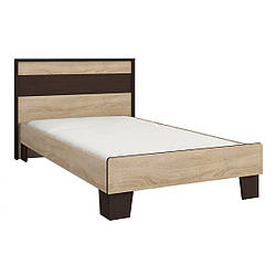 Ліжко односпальне для дорослого 90х200 см з твердим узголів'ям у спальню ДСП Скарлет Сокме дуб сонома+венге