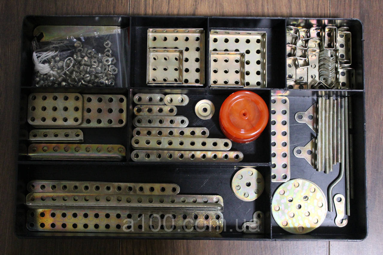 Конструктор залізний №4, великий набір 30 моделей в 1, міцна сталь, 250 деталей (147 + елементи кріплення), фото 1