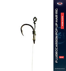 Готовий флюорокарбоновий повідець з м'яким волосом для поп W4C FLUOROCARBON POP UP HAIR RIG, гачок WIDE № 8