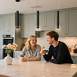 ACMHNC Світлодіодний підвісний світильник з акумуляторною батареєю 4500 мАч, чорна сучасна бездротова підвісна лампа для вітальні, фото 3