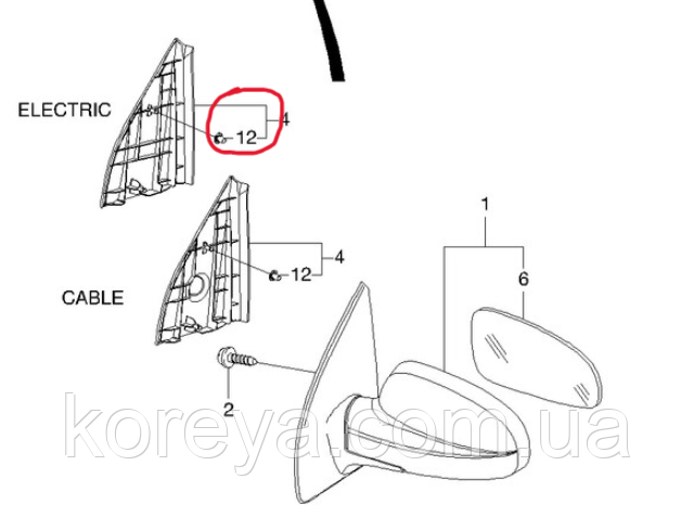 Клипса заглушки зеркала Авео OE Корея 94530648: продажа, цена в