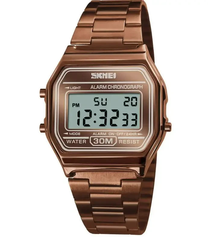 Годинник Skmei 1123CG Coffee Gold | Стильний годинник із металевим браслетом, водонепроникний кварцовий хронометр, фото 1