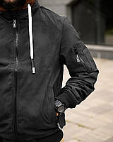 Куртка демісезонна тактична Generous black плащівка Армейська чоловіча куртка утеплена