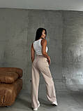 Брюки палаццо жіночі костюмні бежеві, фото 3