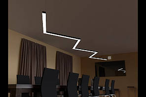 Світильник led підвісний блискавка 220V 201W 12600Lm 4000K 500мм*6 чорний