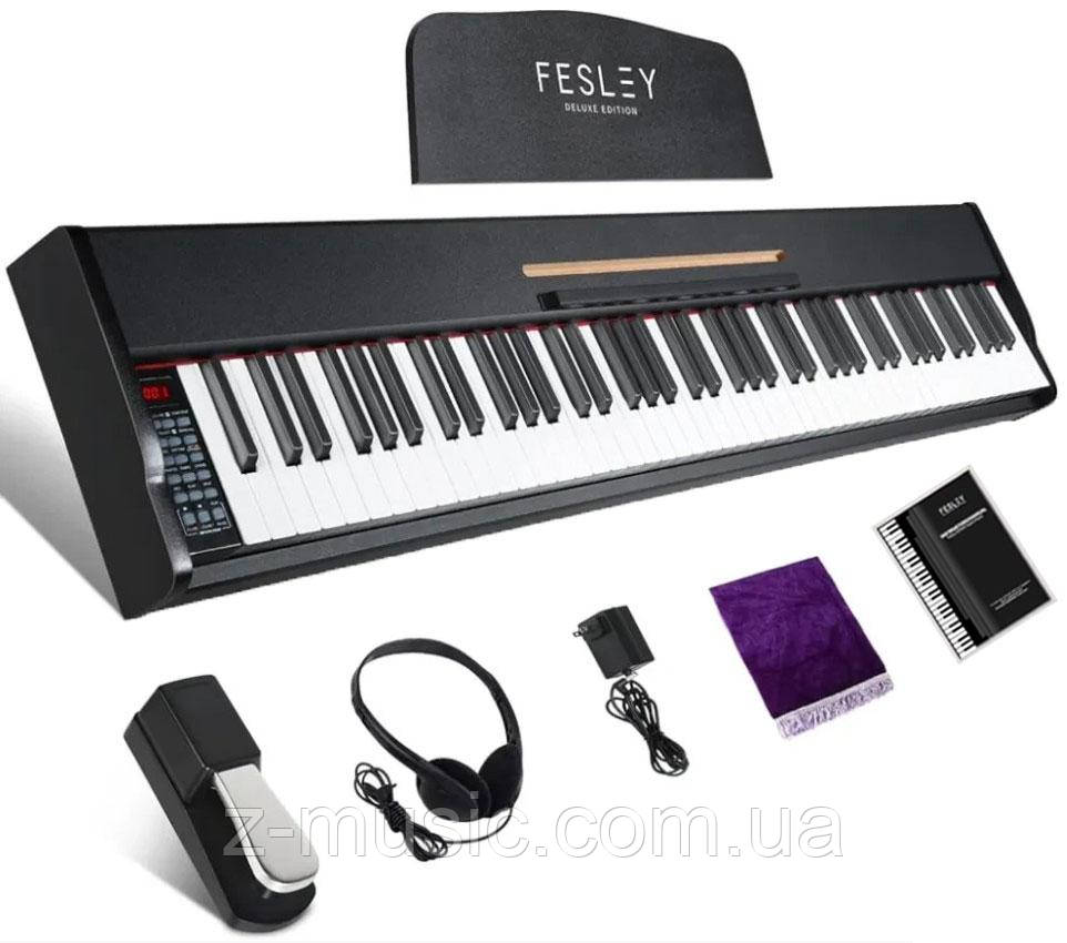 Цифрове піаніно Fesley FEP300 BK (педаль, пюпітр, навушники, накидка, блок живлення), фото 1