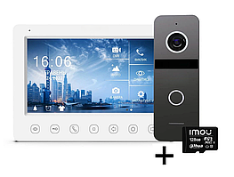 Комплект гібридного відеодомофона NL NeoKIT FHD Pro з 7" дюймовим дисплеєм і відеопанеллю 2 Мп + карта пам’яті на 128 ГБ в