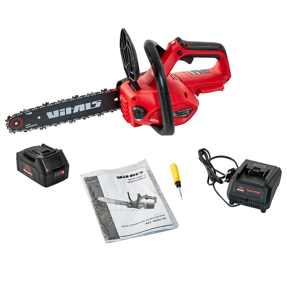 Акумуляторна садова пила Vitals AKZ 1830n Kit ланцюгова пила на акумуляторі, фото 1