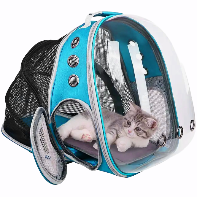 Рюкзак перенесення для тварин розсувний CosmoPet CP-15 для котів та собак 39x34x21 см Light Blue, фото 1