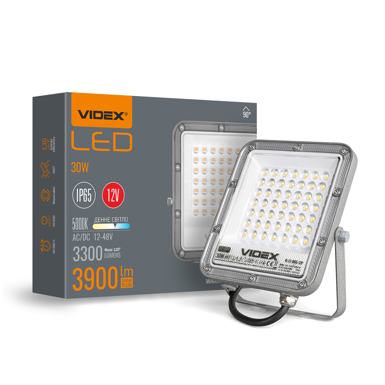 LED прожектор PREMIUM VIDEX F2 30W 5000K AC/DC12-48V, фото 1