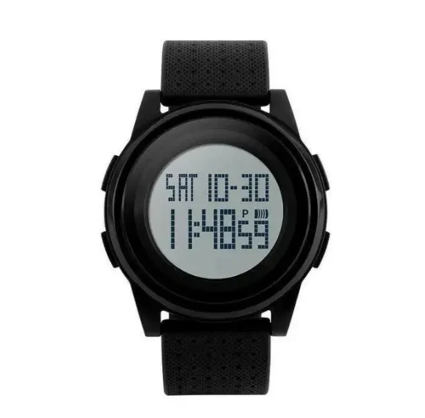 Годинник Skmei 1206BKWT Black/White | Чоловічий цифровий годинник з підсвіткою і секундоміром, водонепроникний унісекс годинник, фото 1