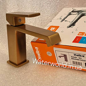 Латунний змішувач для умивальника Haiba Gaudi 001 BRUSHED GOLD колір матове золото