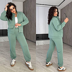ЖІНОЧИЙ СПОРТИВНИЙ КОСТЮМ БАТАЛ 3-нитка р.48-58 ОЛИВКОВИЙ ХАРИЗМА 7120