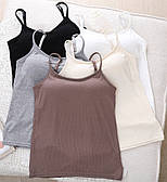 Майка в рубчик із модалу з поролоновими чашками Молочно-білий