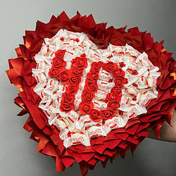 Букет з цукерок Рафаелло Raffaello на ювілей 40 солодкий подарунок червоний