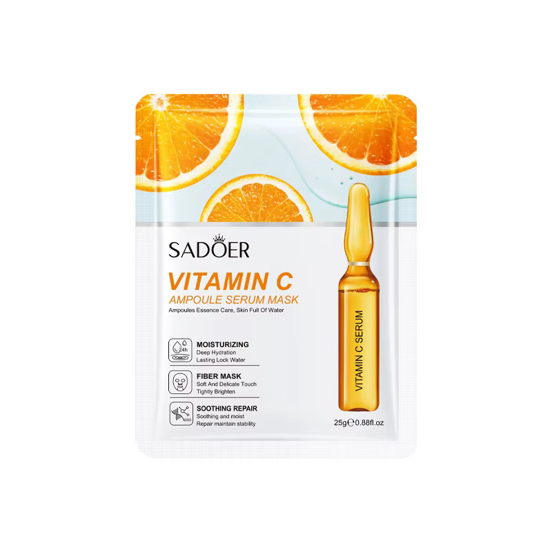 Тканинна маска для обличчя SADOER Vitamin C зволожуюча, освітлююча 25 г