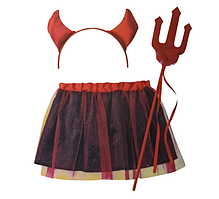 Костюм для Хелловін для дівчинки Чортик 3-5 лет червоно-чорний