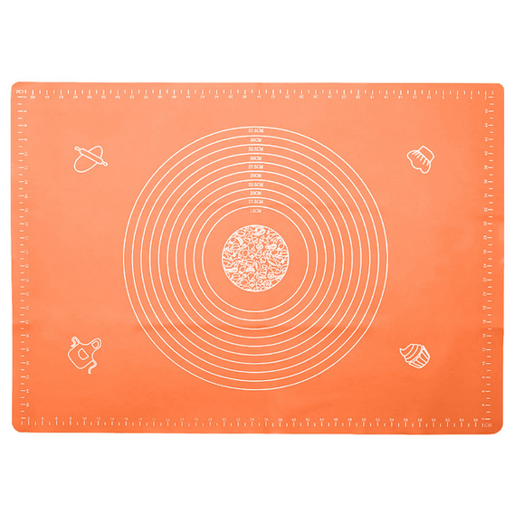 Силіконовий килимок кондитерський для розкочування тіста 50х70 см 5070OR помаранчевий, фото 1