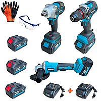 Професійний набір інструментів на акумуляторах Makita 3в1 шуруповерт гайковерт болгарка в кейсі
