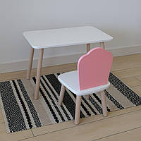 Комплект дитячий стіл і стілець ChildWood - Set Стіл білий прямокутний + стілець біло-рожевий Мушля (фанера) від