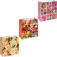 Від 12 шт. Пакет кольоровий квадрат "Квіти" 24х24х10 см 4003 купити дешево оптом в інтернет-магазині