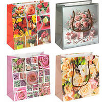 Від 12 шт. Пакет кольоровий чашка "Букет" 16х16х7 см 2002 купити дешево оптом в інтернет-магазині