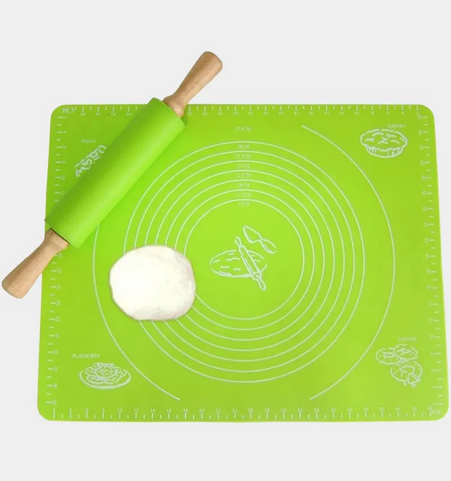 Силіконовий килимок кондитерський для розкочування тіста 50х70 см 5070LI салатовий, фото 1