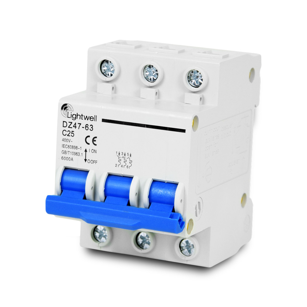 Автоматичний вимикач Lightwell MCB 3P 25A (DZ47-63 C25), фото 1