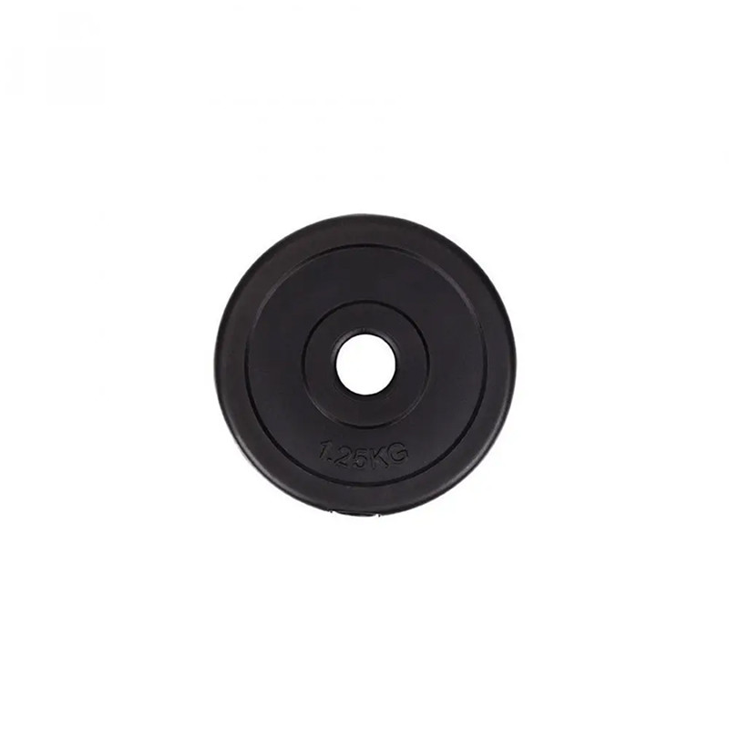 Блін диск бітумний для штанги або гантелі 1.25 кг (30мм у пластику) W_0199, фото 1