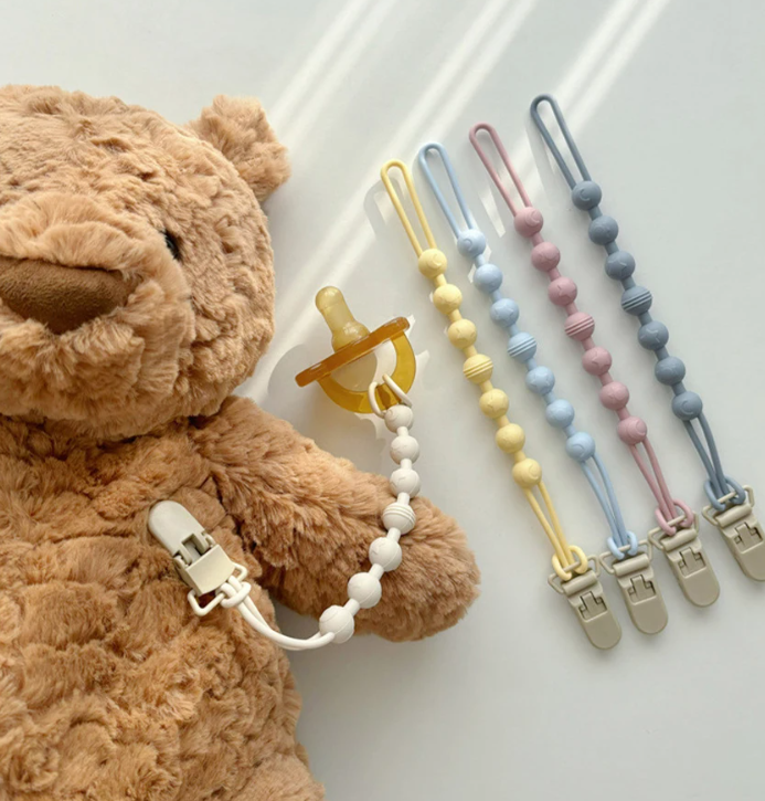 Силіконовий тримач для пустушки та іграшок "Кульки" 1 шт  (рожевий), фото 1