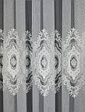 Тюль на бамбуковій основі з вишивкою, оксамитовими вставками та камінням. Колір: білий, фото 7