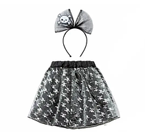 Костюм для Хелловін для дівчинки з черепами 3-5 лет чорно-сріблястий