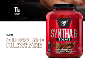 Сироватковий ізолят BSN Syntha-6 Isolate 1820 г ( шоколадний милкшейк ), фото 2