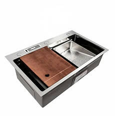 Кухонна мийка Mixxus Premium MH7545-SET-05 MICRO DECOR NANO-SILVER  (3.0/0.8) комплект (нерж)