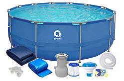Басейн каркасний 16в1 Avenli 305х76 см + килимок + дозатор + кришка для дачі дітей дорослих W_2532