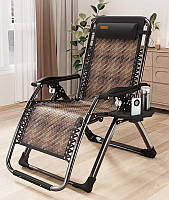 Крісло садове розкладне Zero Gravity WCG S-9  з ротангу шезлонг для дачі саду пляжу басейну W_2533