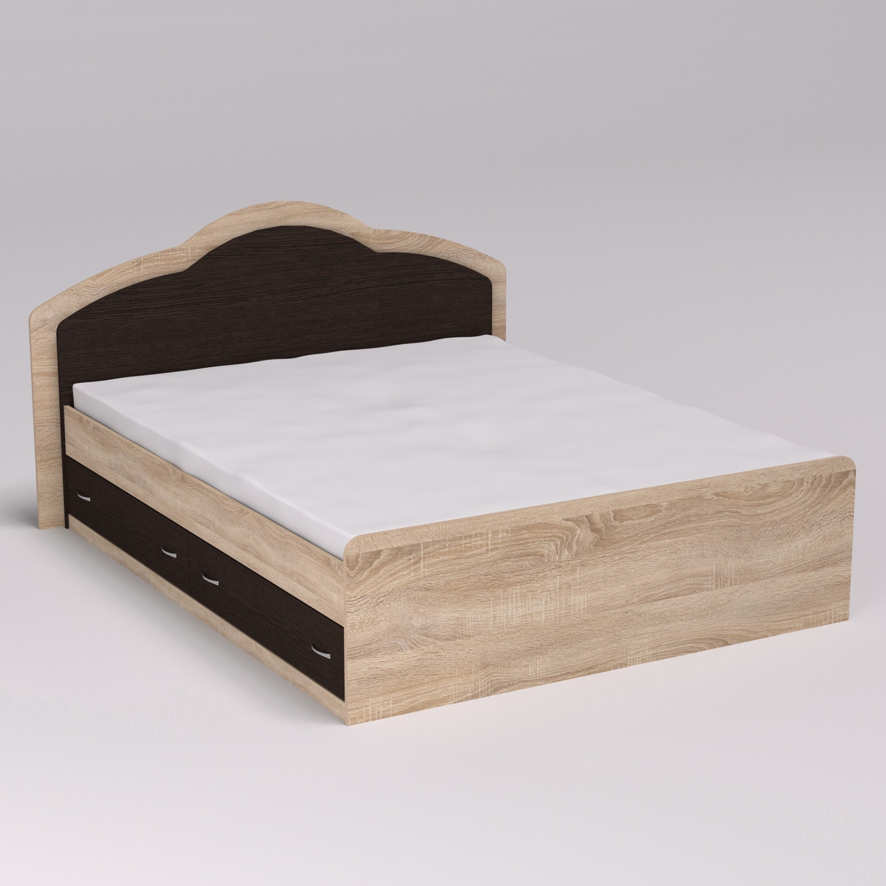 Ліжко Діана двоспальне з 2-ма ящиками, Антрацит, 2048х1410х1030 2048х1810х1030, Дуб Сонома+Венге Магія, фото 1