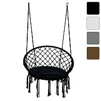 Крісло-гойдалка плетена WCG 80 см підвісна кругла з м'якою подушкою для дорослих та дітей W_2538