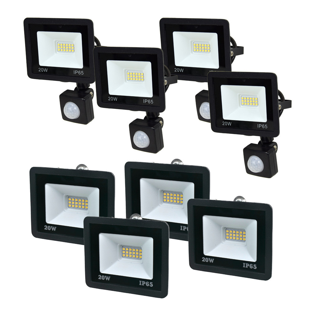 Комплект 4+4 світлодіодних прожектори Lightwell 20W: 4 x LW-FL-B-20 и 4 x LW-FL-B-20-S з датчиком руху, фото 1