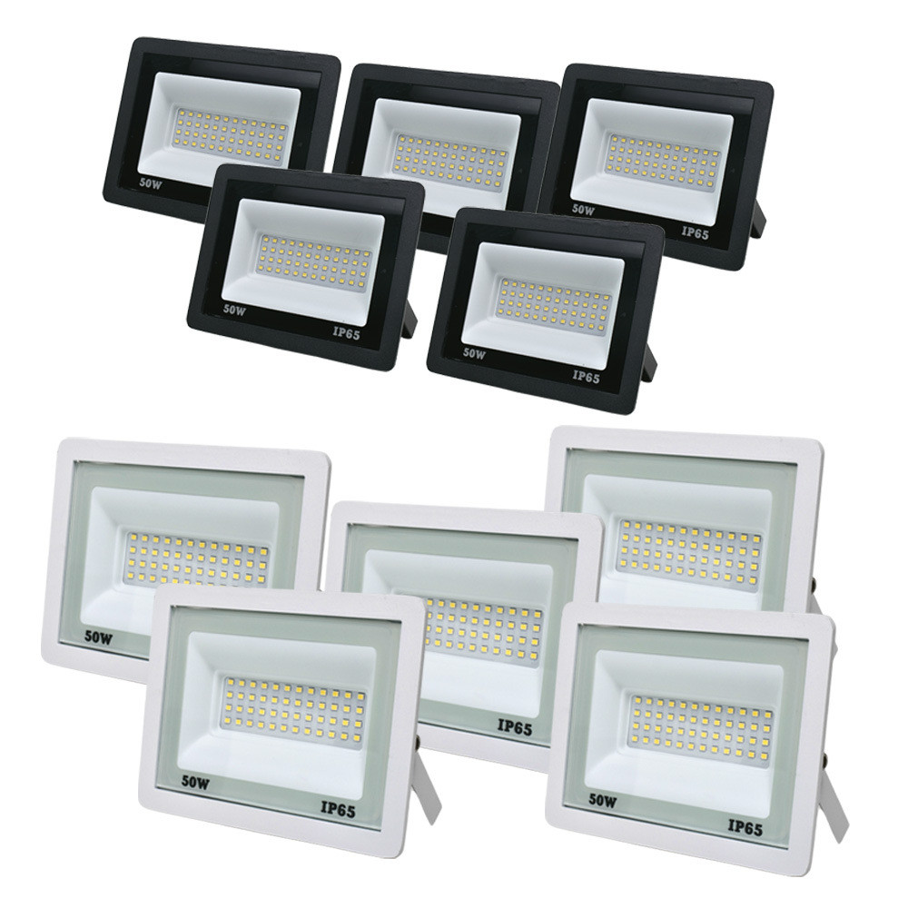 Комплект 5+5 світлодіодних прожекторів Lightwell 50W: 5 x LW-FL-B-50 та 5 x LW-FL-W-50, фото 1