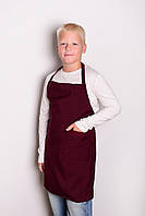 Фартух шкільний 140-164 см для трудового навчання, малювання бордовий