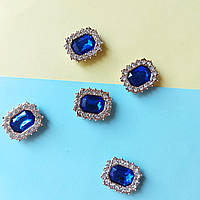 Камінь в золотистій оправі синій електрик 2,0_2,3 см