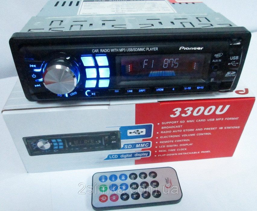 Автомагнітоли Pioneer 3300U Usb+Sd+Fm+Aux+ пульт