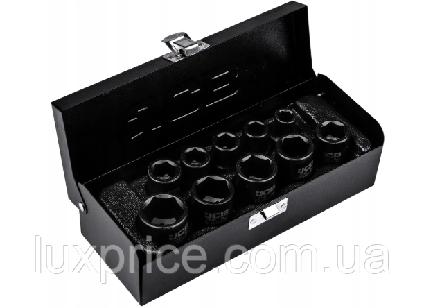 Набір головок ударних в металевому кейсі 10 од. 1/2" (6-гр.) JCB Tools JCB-4101-5MPB, фото 1